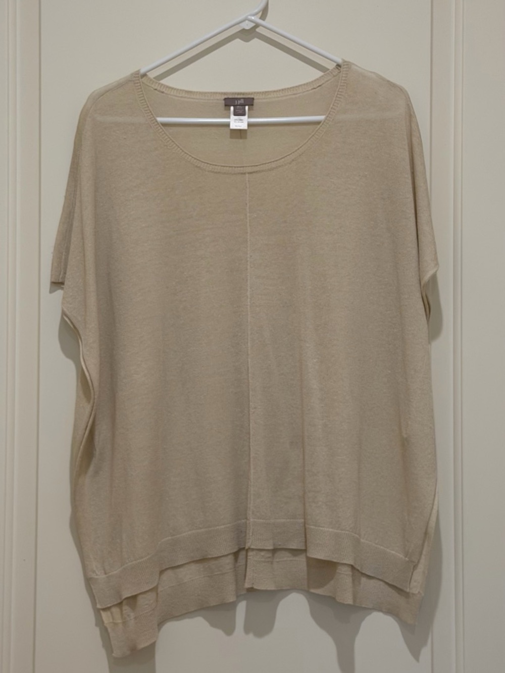 J. Jill cream Linen-Blend Scoop Neck Top, size M/L Petite